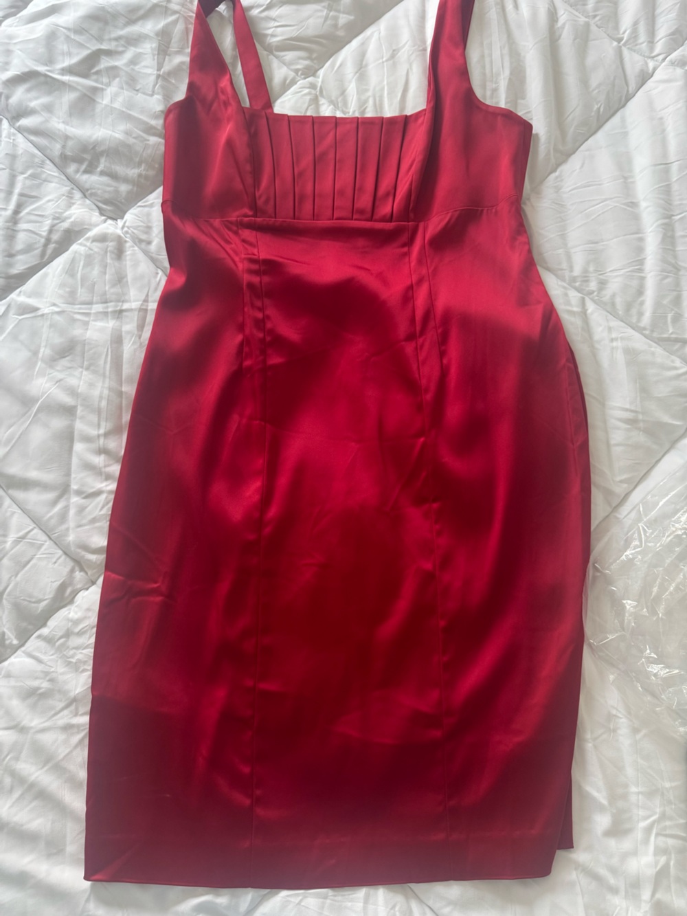 Calvin Klein Red Satin Skirt